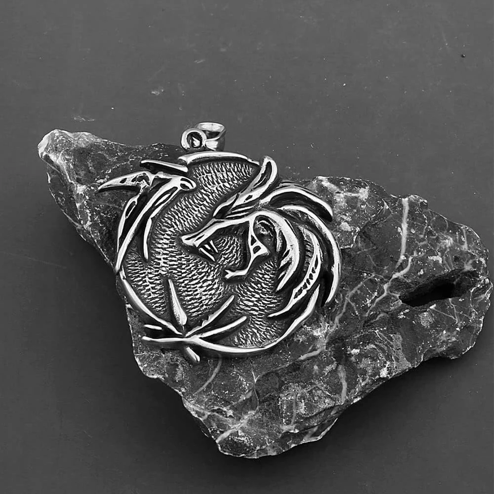 Zfsbrtl Vikingų 3d vilko karoliai, vyriškas nerūdijančio plieno skandinaviško vilko fenrir kaukolės pakabukas steampunk amuletas vintažiniai papuošalai