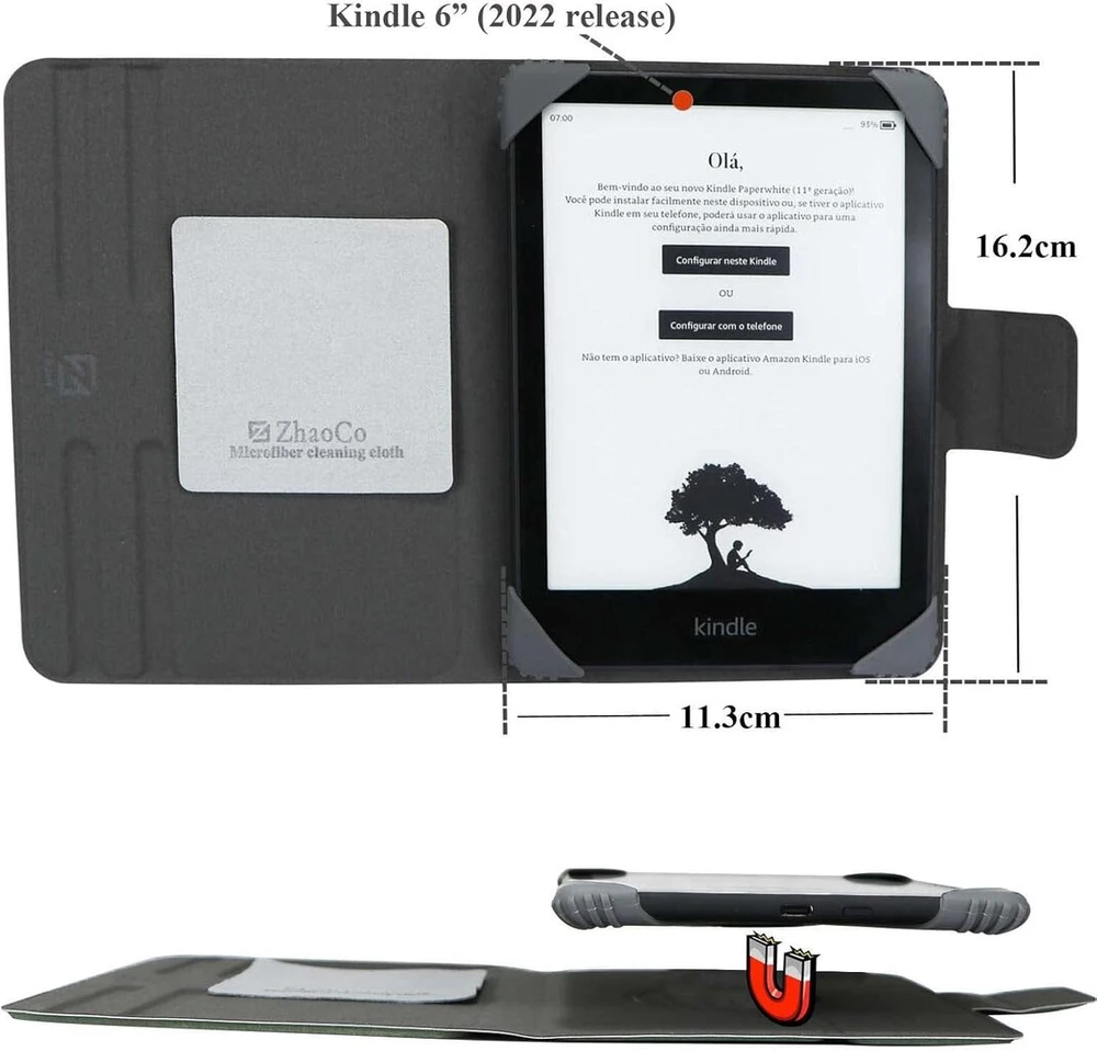 Zhaoco universalus nuimamas dėklas, skirtas 6 colių naujam Kindle 2024/2022, Kobo Nia/clara 2e / Clara Hd, lengvas apsauginis dėklas su keliais žiūrėjimo kampais - rožinis
