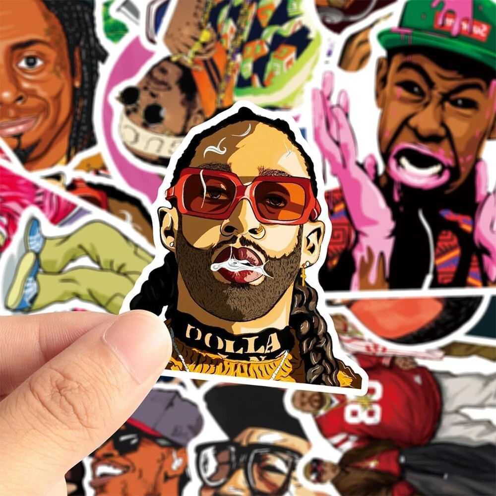 Zhlearda hip hop repo lipdukai, 2 x 50 vienetų, hip hop lipdukų rinkinys, vandeniui atsparūs vinilo lipdukai, dainininkų lipdukai, šaunūs, madingi grafiti punk lipdukų dizainai paaugliams ir suaugusiems