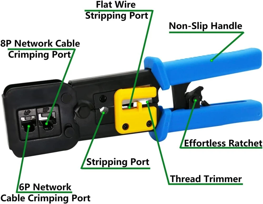 Zhuge Rj45 replės, tinklo įrankių rinkinys, Rj45 replės, skirtos Cat5 Cat5e Cat6 Rj45/rj12 standartinėms ir praeinančioms jungtims, tinklo kabelio testeris