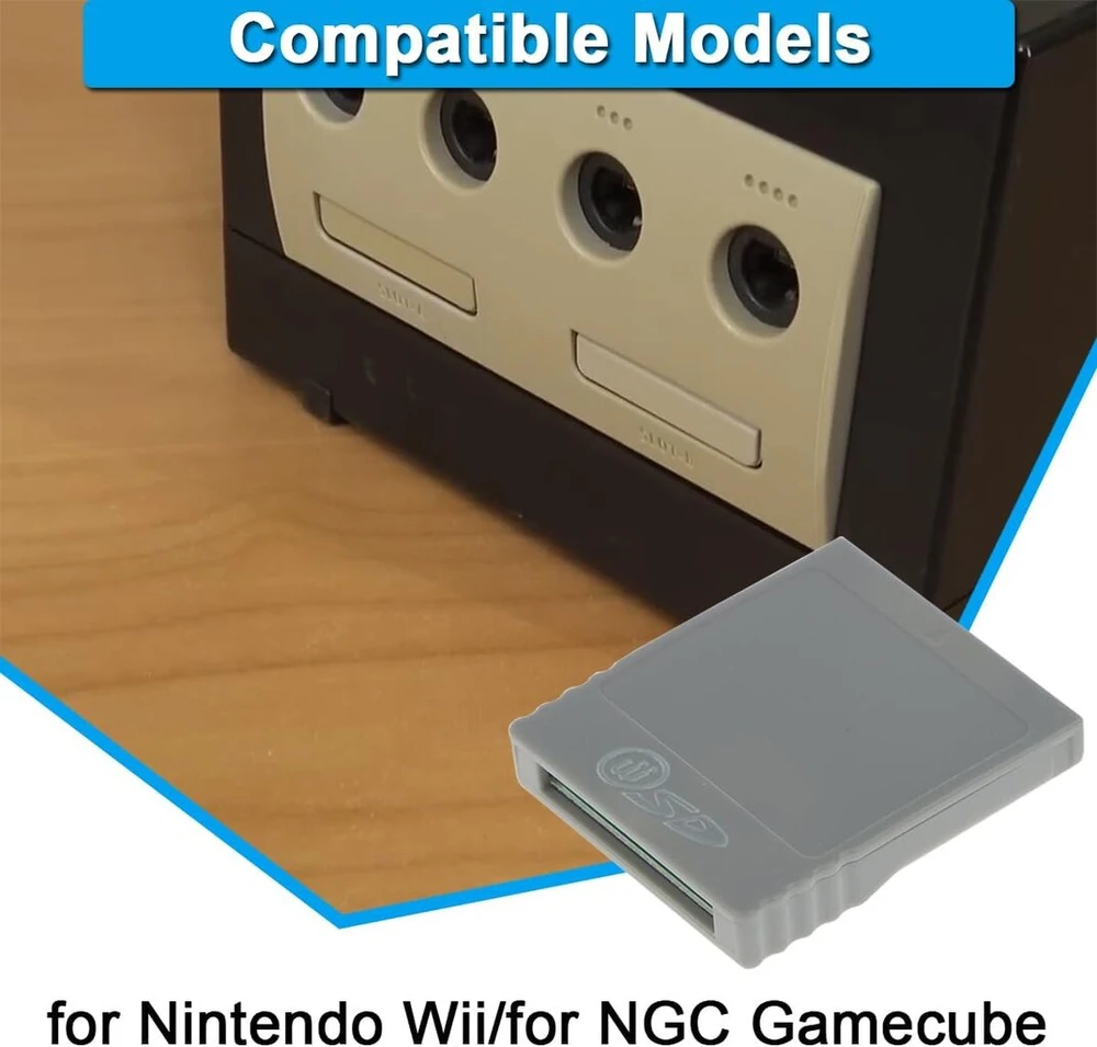 Zhuroupu Sd atminties kortelės skaitytuvo adapteris, skirtas Nintendo Wii ir Ngc, Sd Flash atminties kortelė, skirta Nintendo Game Cube konsolei, mini atminties kortelė, skirta Ngc žaidimui (2 vnt.)