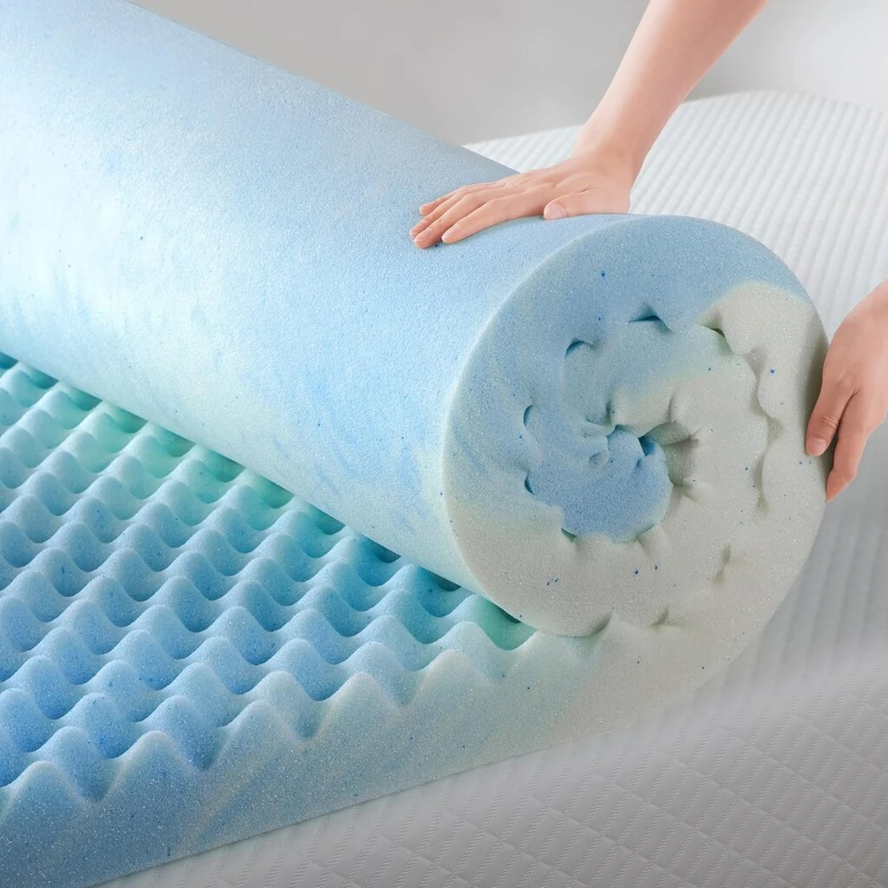 Čiužinys Zinus antčiužinis 90 x 190 cm - antčiužinio aukštis 3,8 cm - memory foam gelinis antčiužinis - antčiužinis, mėlynas