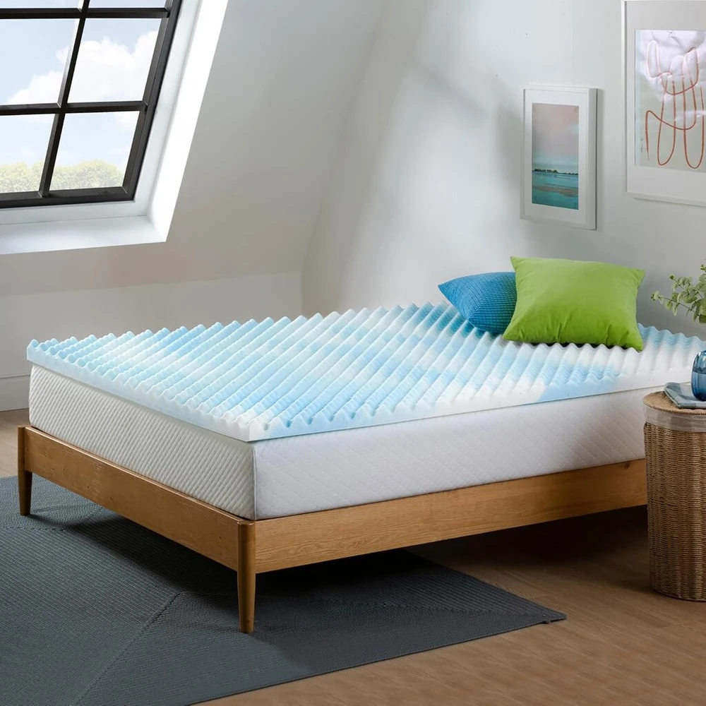 Čiužinys Zinus antčiužinis 90 x 190 cm - antčiužinio aukštis 3,8 cm - memory foam gelinis antčiužinis - antčiužinis, mėlynas