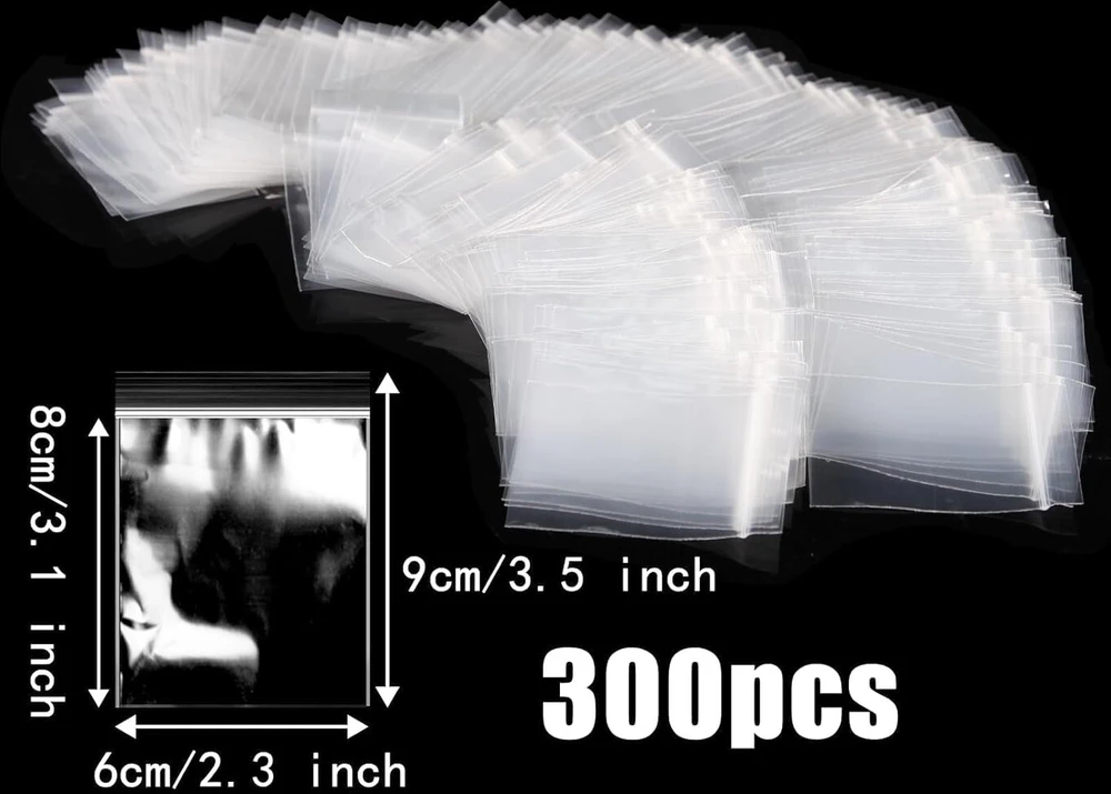 Ziplock maišeliai zip baggies, 300 plastikinių maišelių pakuotė, 9 x 6 cm maži plastikiniai maišeliai, ziplock maišeliai, daugkartinio naudojimo maišeliai, dideli uždaromi maišeliai