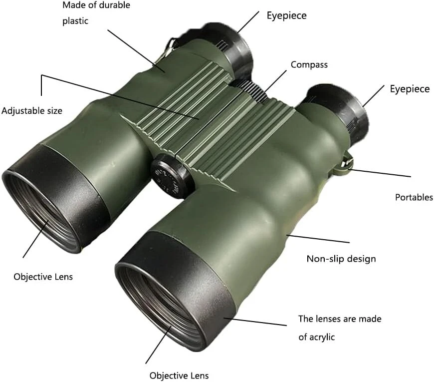 Žiūronai vaikams 12 x 38 su kompasu - žaislas tyrinėti gamtą berniukams ir mergaitėms nuo 6 metų