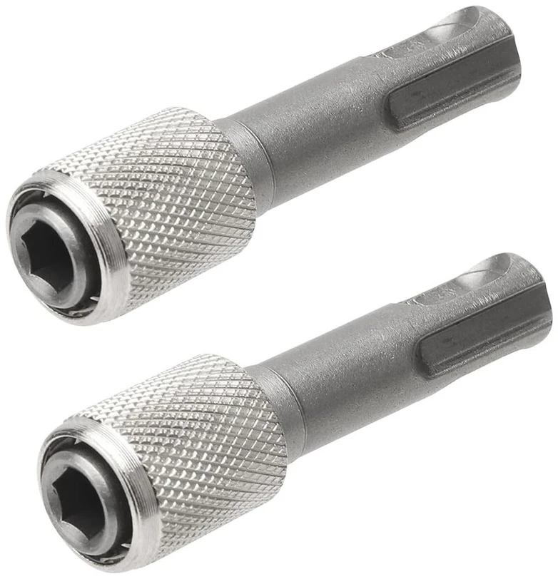Grąžtas Zmdmah 2 vnt. Sds Plus adapteris, 6,35 mm sidabrinis antgalių laikiklis Sds adapteris grąžto laikiklis tvirtas ir universalus, šešiakampis kotas antgalių laikiklis žemės grąžtams namų dekoravimo projektams pramoniniam naudojimui