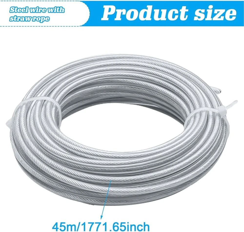 Žoliapjovės valas, 3.0 mm x 45 m plieninės vielos žoliapjovės valas, aukštos kokybės plieninės vielos krūmapjovės valas, krūmapjovės valas, plieninės vielos žoliapjovės valas, skirtas piktžolėms, žolei, kiemui, sodui