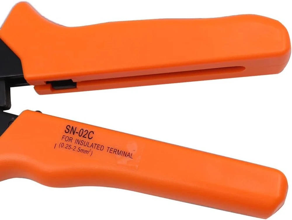 Zonadah izoliuoti gnybtų reketiniai vielos galų antgalių užspaudimo replės su 240 gnybtų/jungčių, kabelio talpa 0,25–2,5 mm² Awg 23–13, rudi