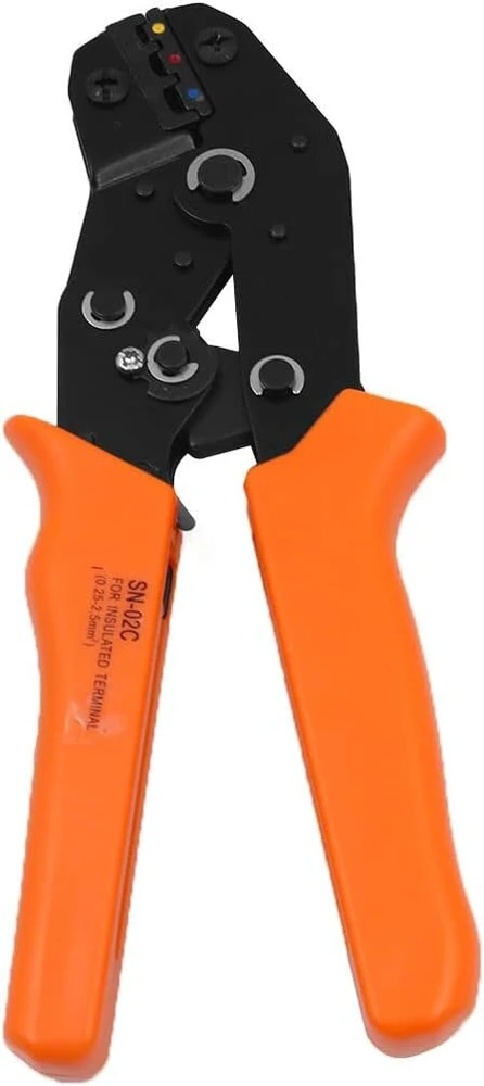 Zonadah izoliuoti gnybtų reketiniai vielos galų antgalių užspaudimo replės su 240 gnybtų/jungčių, kabelio talpa 0,25–2,5 mm² Awg 23–13, rudi