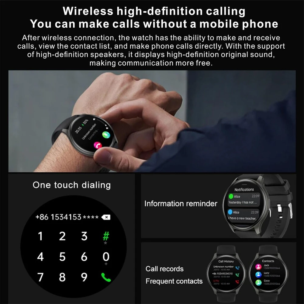 Zpimy 1.43 colio amoled išmanusis laikrodis moterims su telefono funkcija, 5 atm atsparus vandeniui fitneso laikrodis vyrams su žibintuvėliu, pedometru, širdies ritmo spo2, sportinis aktyvumo sekiklis, skirtas android ios (mėlynas)