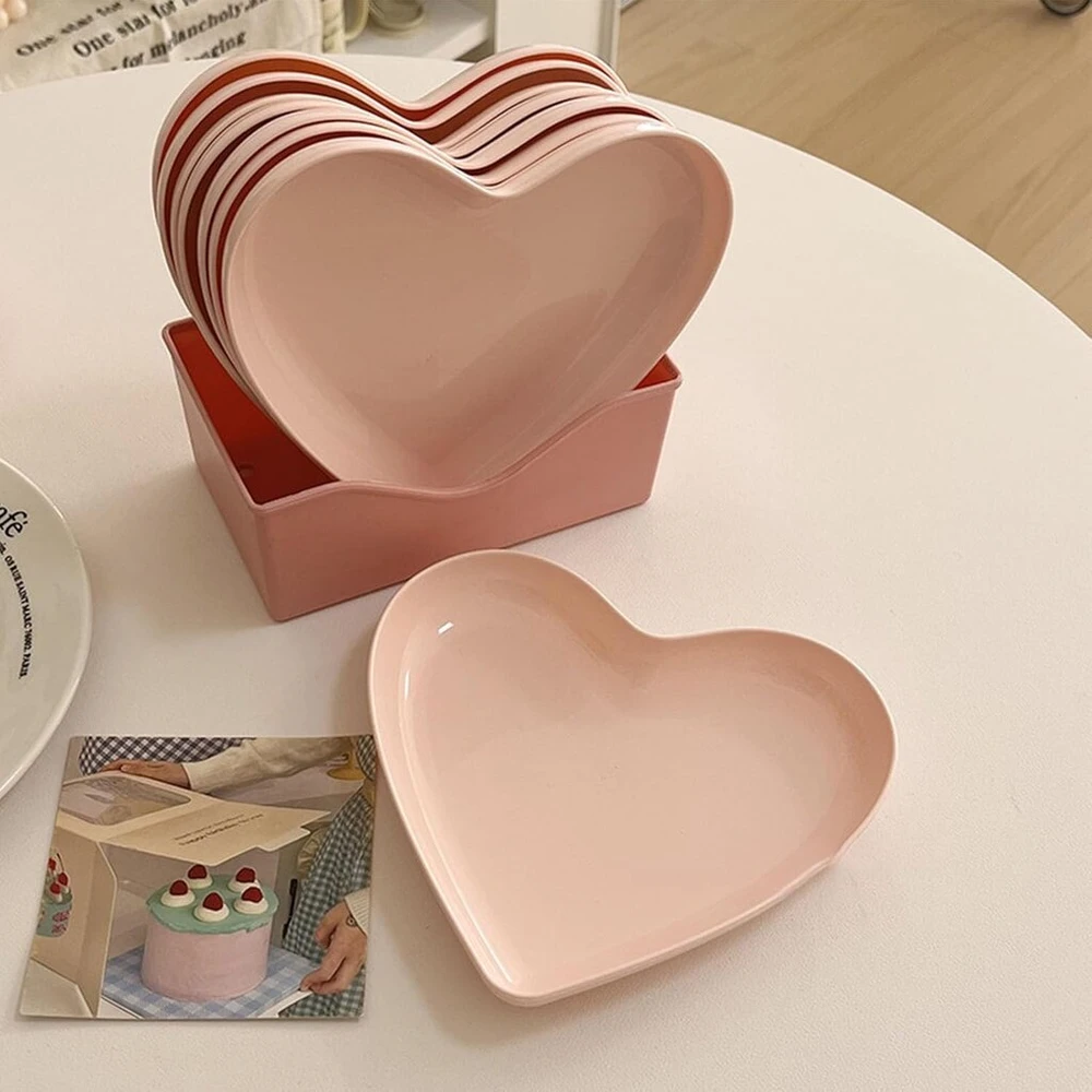 Zpshyd širdelės formos lėkštė, 5 dalių žavingas širdelės formos dubuo, subtili meilės lėkštė elegantiškos rožinės spalvos Valentino dienai ir vestuvių dovanoms