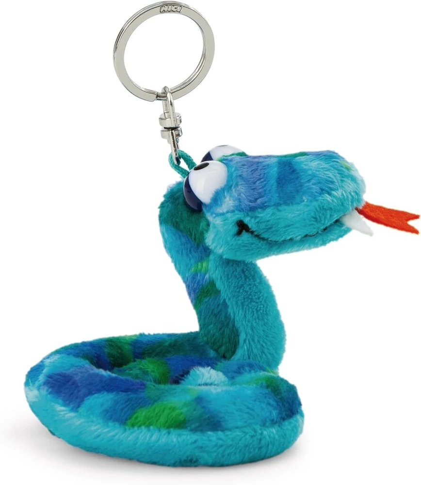 Zsazsa Snake raktų pakabukas 10 cm mėlynas pliušinis kompanionas, mielas žaislinis pakabukas su raktų žiedu virvelei, raktų žiedas ir raktų laikiklis