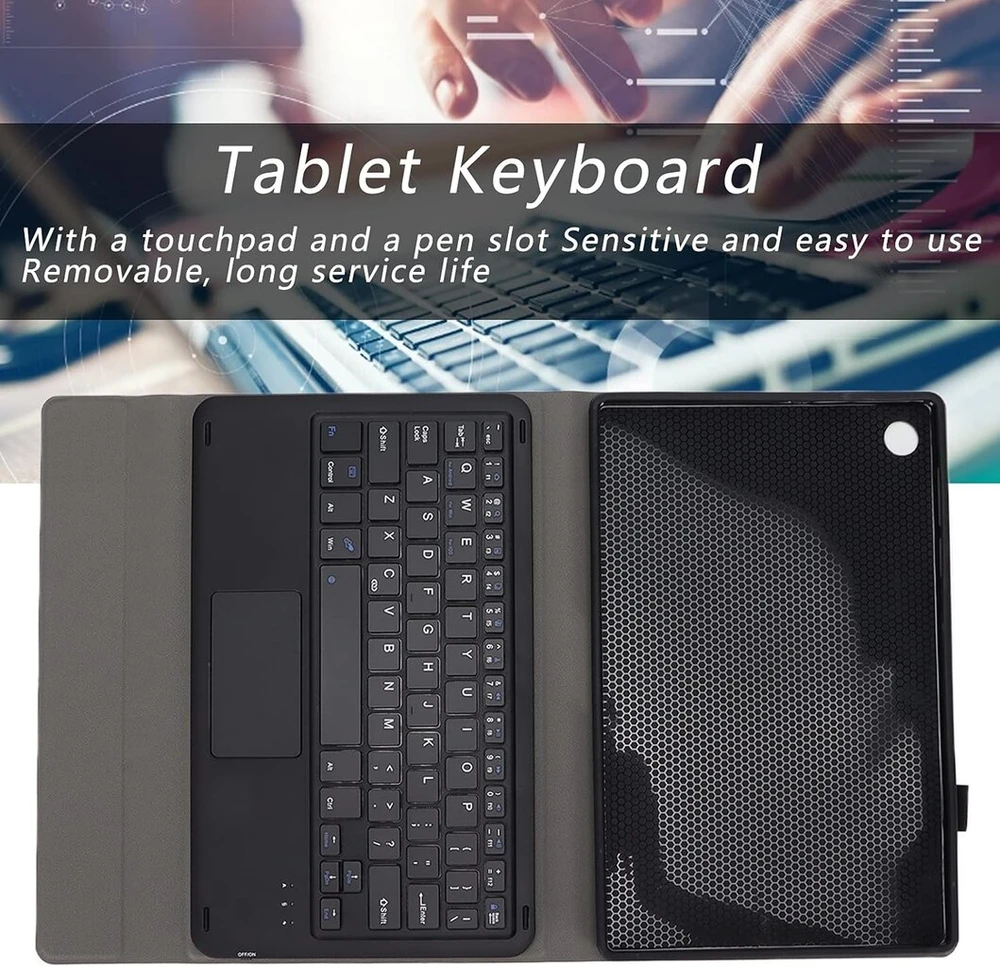 Zunate klaviatūros dėklas, skirtas M10 planšetiniam kompiuteriui, pu odinis dėklas su belaide bluetooth klaviatūra, skirtas M10 fhd plus 10.3 colių x606f (juodas)