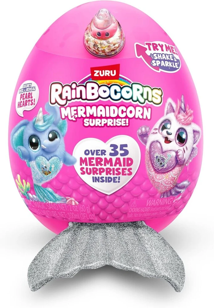 Zurutoys Rainbocorns Mermaidcorns 7 serijos flamingas, kolekcinis pliušinis žaislas, daugiau nei 35 staigmenos, undinės kostiumo aksesuarai, dovana mergaitėms (flamingo), vidutinis