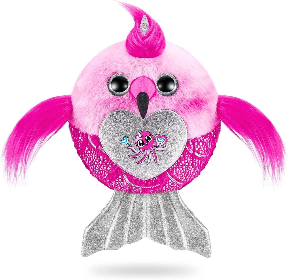 Zurutoys Rainbocorns Mermaidcorns 7 serijos flamingas, kolekcinis pliušinis žaislas, daugiau nei 35 staigmenos, undinės kostiumo aksesuarai, dovana mergaitėms (flamingo), vidutinis