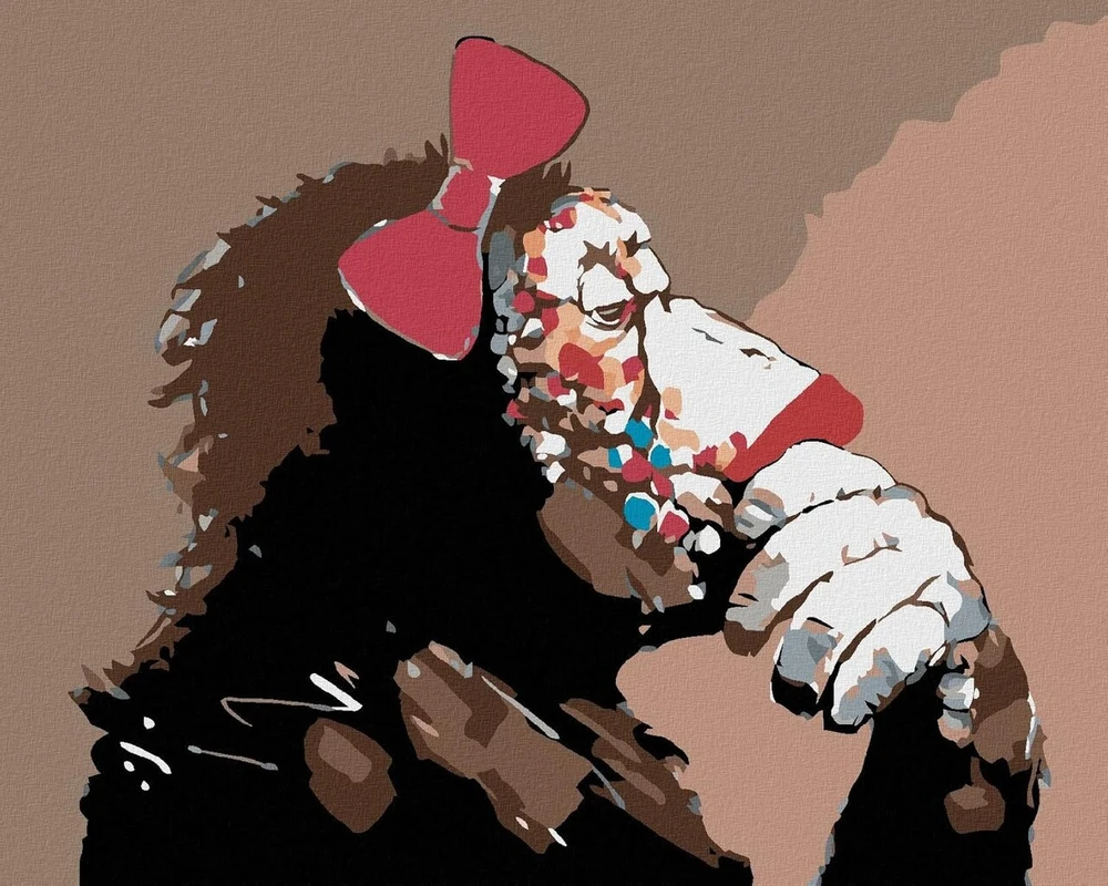 Zuty 402182 paveikslas pagal skaičius beždžionė dama 80 x 100 cm be porėmio, neįrėmintas