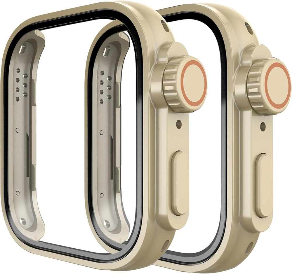 Zzjoooj [2 dėklų rinkinys, skirtas Huawei Watch Fit 3, apsauginis dėklas su ekrano apsauga, kietas Pc, atsparus įbrėžimams, itin plonas dėklas, skirtas Huawei Watch Fit 3 - Champagne x2