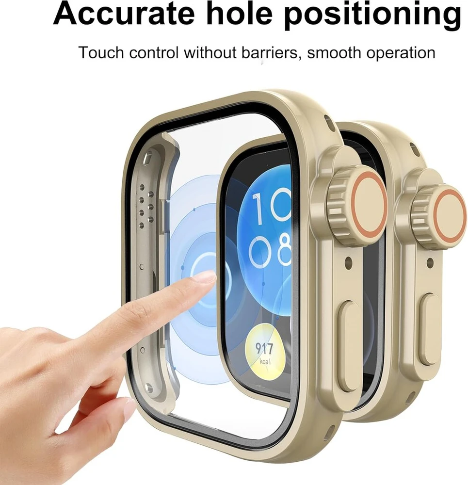 Zzjoooj [2 dėklų rinkinys, skirtas Huawei Watch Fit 3, apsauginis dėklas su ekrano apsauga, kietas Pc, atsparus įbrėžimams, itin plonas dėklas, skirtas Huawei Watch Fit 3 - Champagne x2