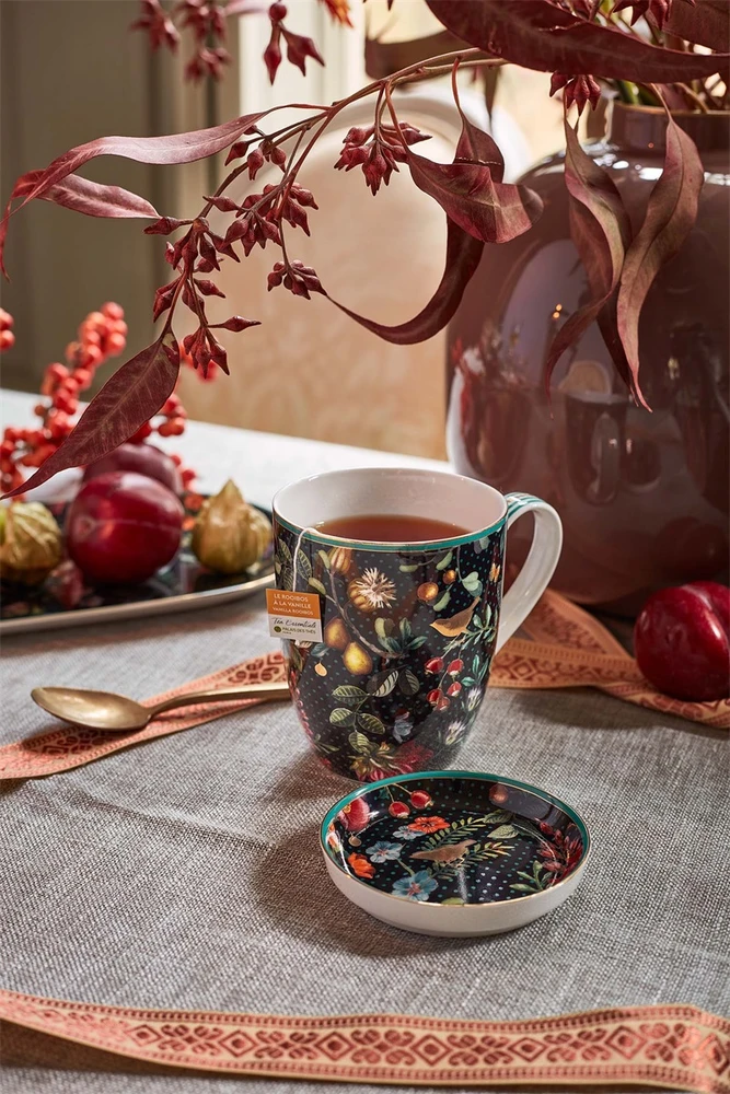 Porcelianinė lėkštė Pip Studio Winter Wonderland, juoda su gėlėmis, 9 cm