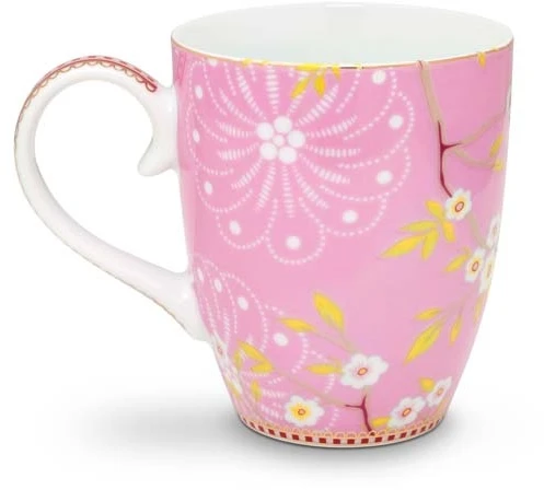 Porcelianinis puodelis Pip Studio Early Bird, rožinis su paukšteliu, 350 ml