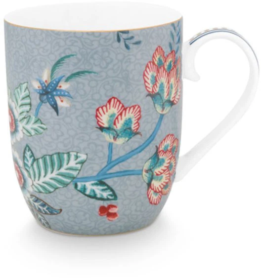 Porcelianinis puodelis Pip Studio Flower Festival, pilkšvai mėlynas, 145 ml