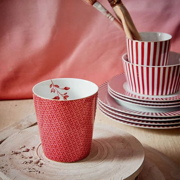 Porcelianinis puodelis Pip Studio Royal, ryškiai rožinis su rombiniu raštu, 230 ml