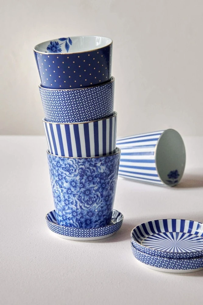 Porcelianinis puodelis Pip Studio Royal, mėlynas su rombiniu raštu, 230 ml