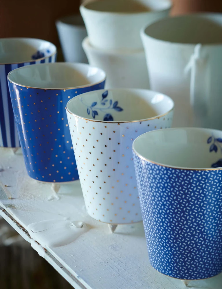 Porcelianinis puodelis Pip Studio Royal, mėlynas su rombiniu raštu, 230 ml