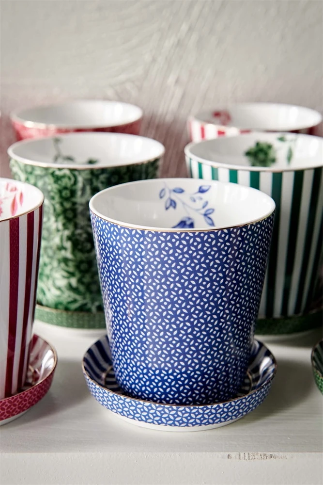 Porcelianinis puodelis Pip Studio Royal, mėlynas su rombiniu raštu, 230 ml