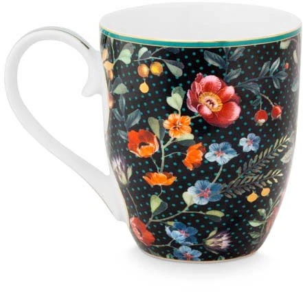 Porcelianinis puodelis Pip Studio Winter Wonderland, labai tamsiai žalsvai mėlynas, 145 ml