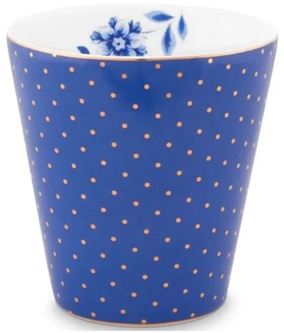 Porcelianinis puodelis su lėkštute Pip Studio Royal, mėlynas su taškeliais, 230 ml