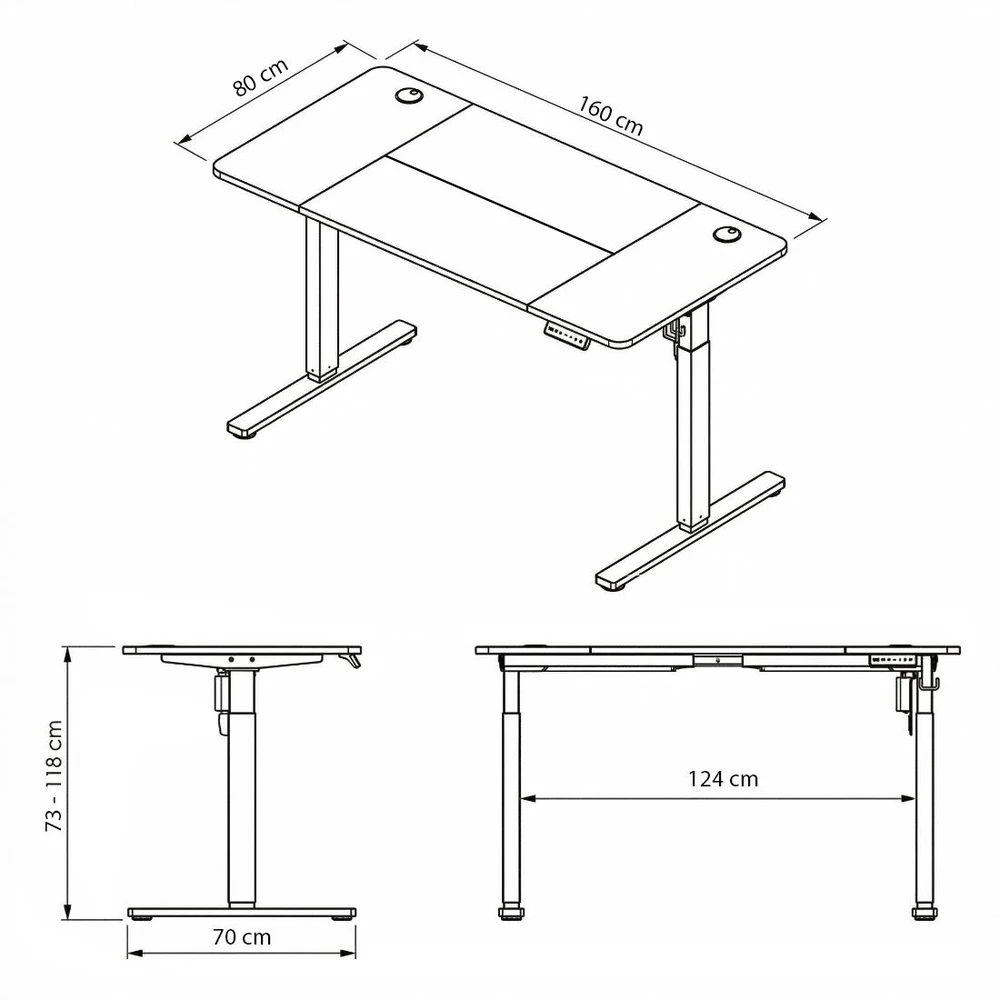Elektrinis rašomasis stalas Spacetronik Moris SPE-O112WL, 160 × 80 cm