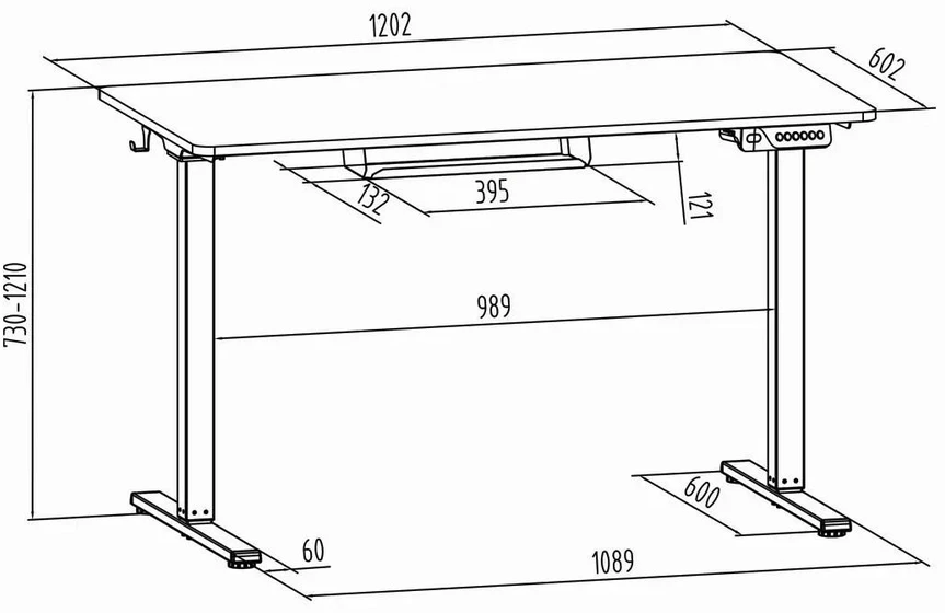 Elektrinis rašomasis stalas Spacetronik Moris 124BM, 120 × 60 cm