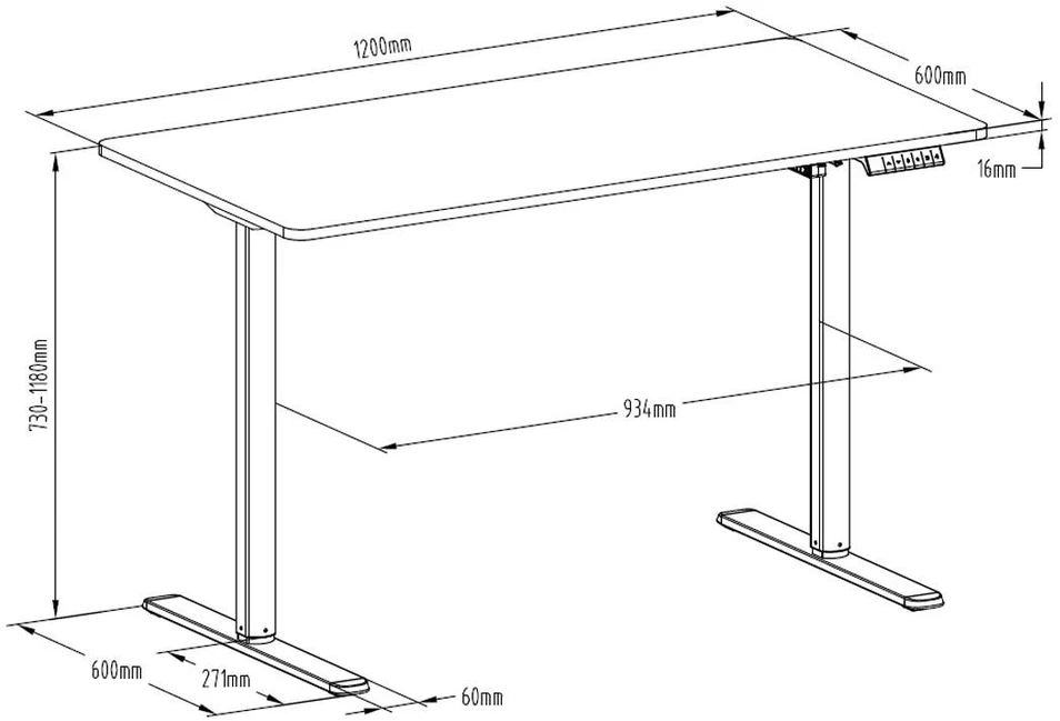 Elektrinis rašomasis stalas Spacetronik Moris 121BT, 120 × 60 cm