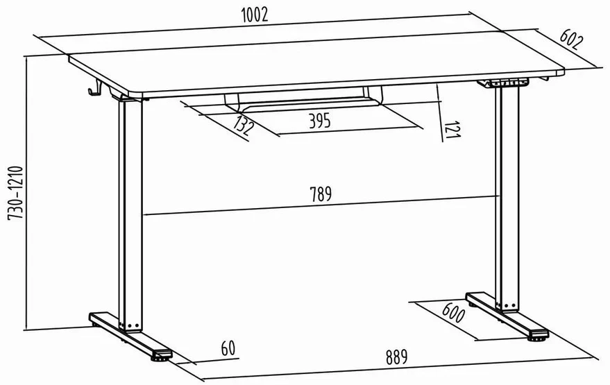 Elektrinis rašomasis stalas Spacetronik Moris 124BM, 100 × 60 cm