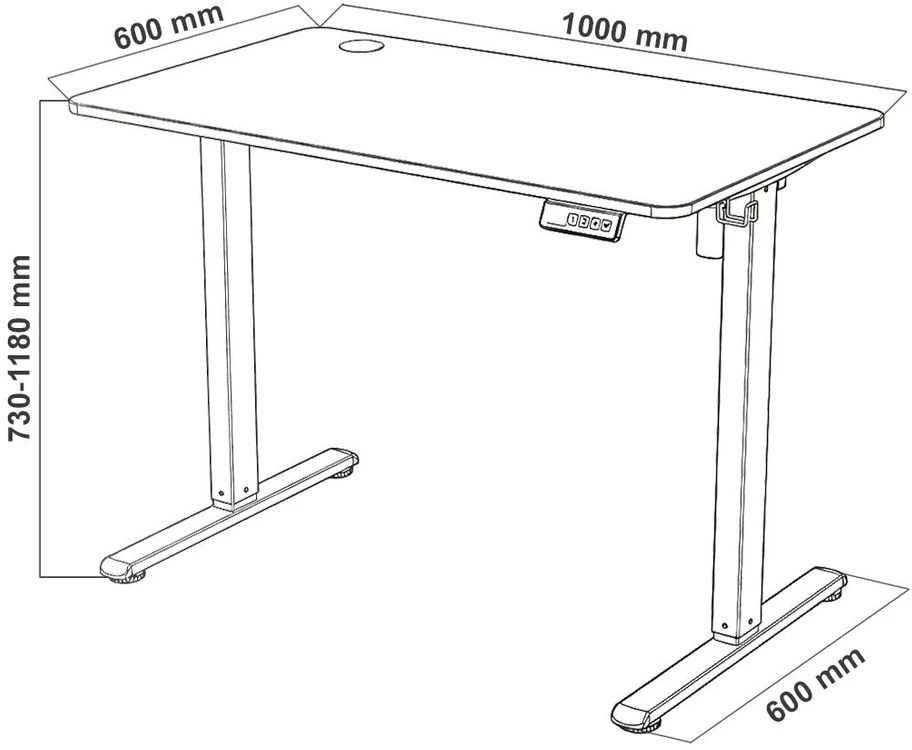 Elektrinis reguliuojamo aukščio rašomasis stalas Spacetronik Moris SPE-O111WW, 100 × 60 cm, baltas