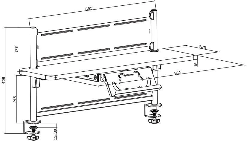 Elektrinis vaikiškas rašomasis stalas Spacetronik XD, 112 × 60 cm, baltas ir mėlynas