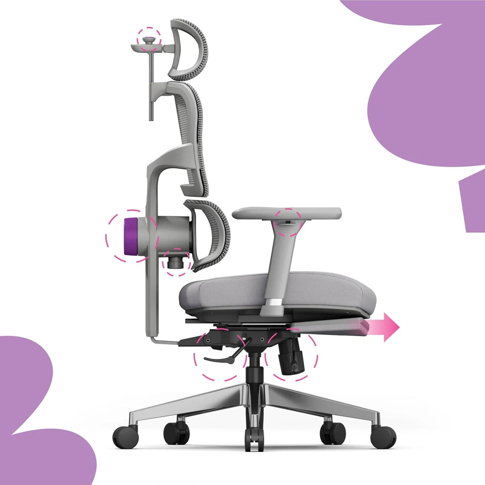 Ergonomiškas „Spacetronik LUMBO 44“ pilkas fotelis