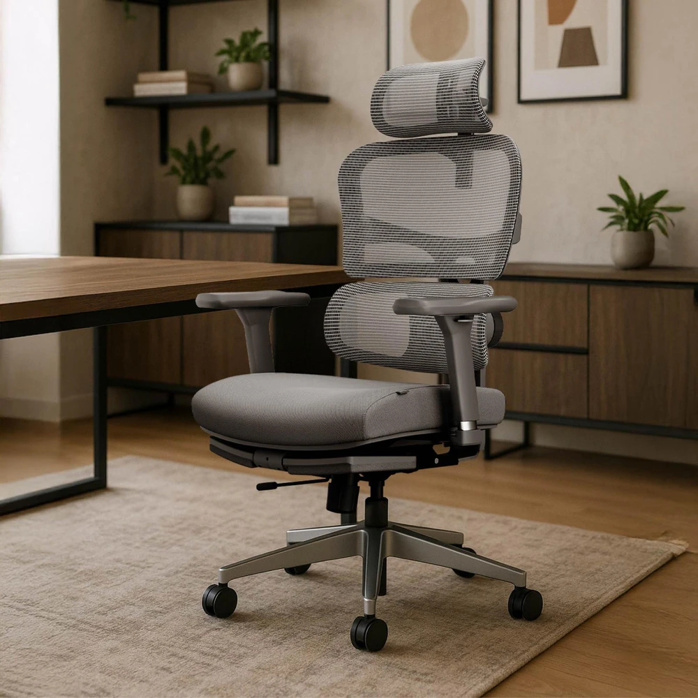 Ergonomiškas „Spacetronik LUMBO 44“ pilkas fotelis