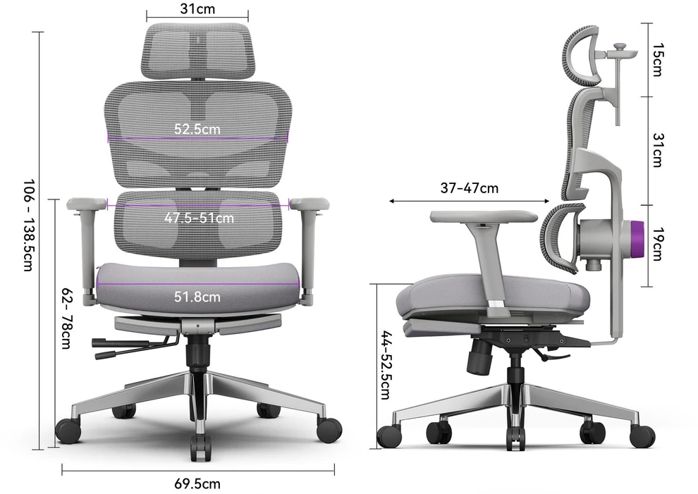 Ergonomiškas „Spacetronik LUMBO 44“ pilkas fotelis