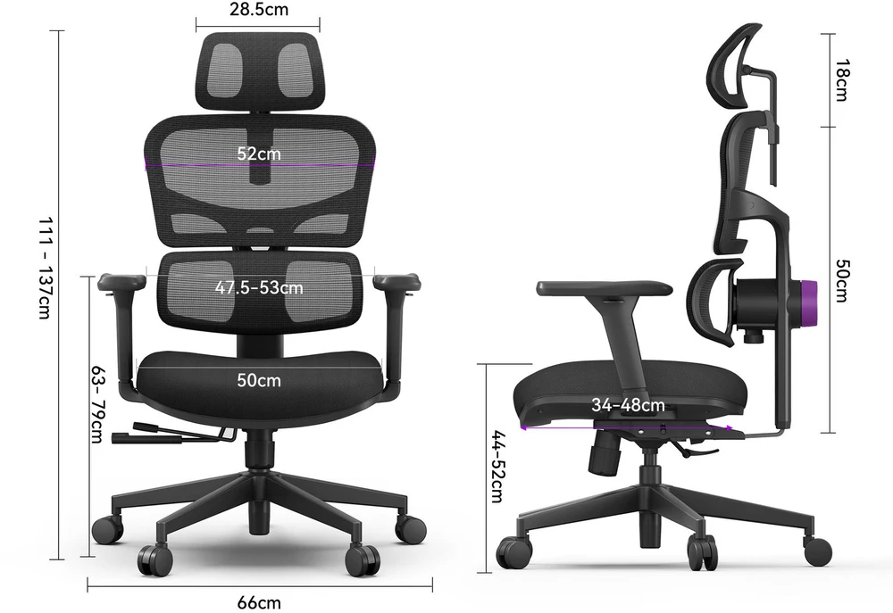 Ergonomiška biuro kėdė Spacetronik LUMBO 33, juoda