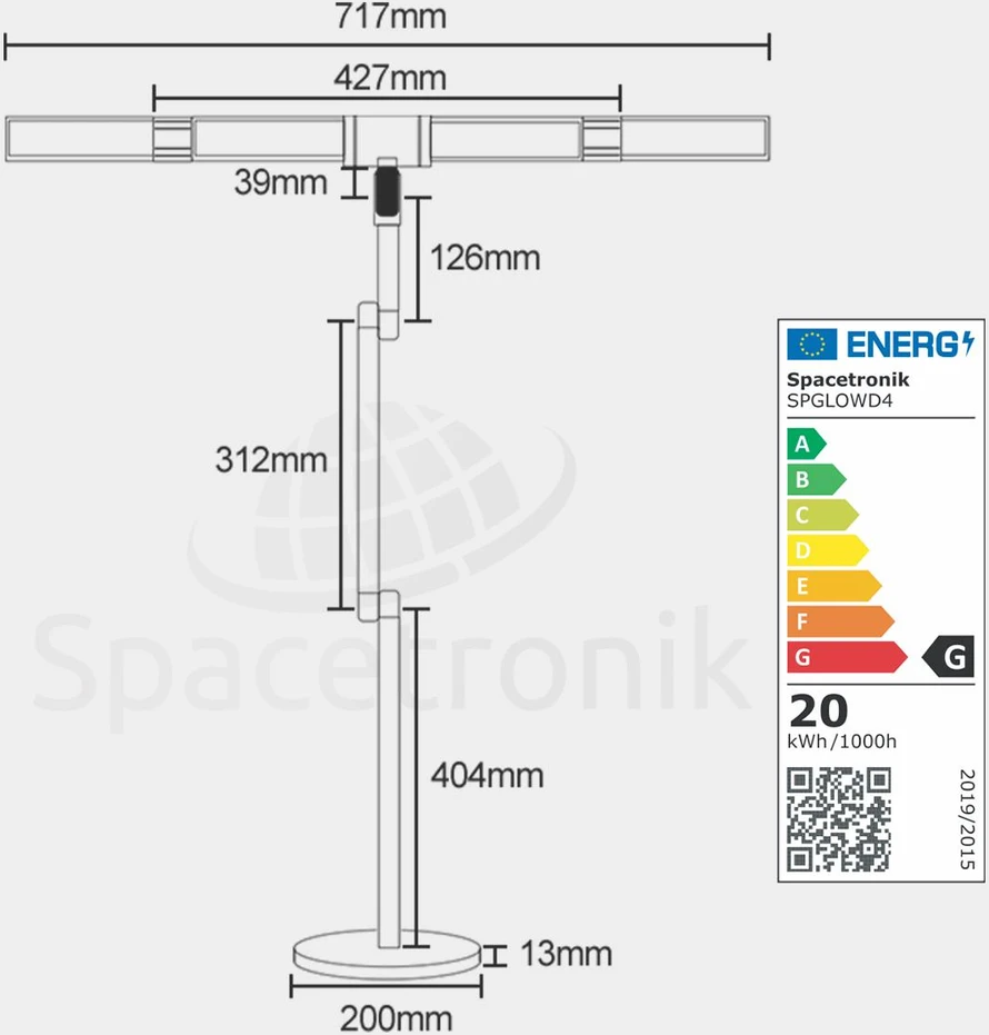 LED braižymo stalinė lempa Spacetronik Glow D4, bešešėlė