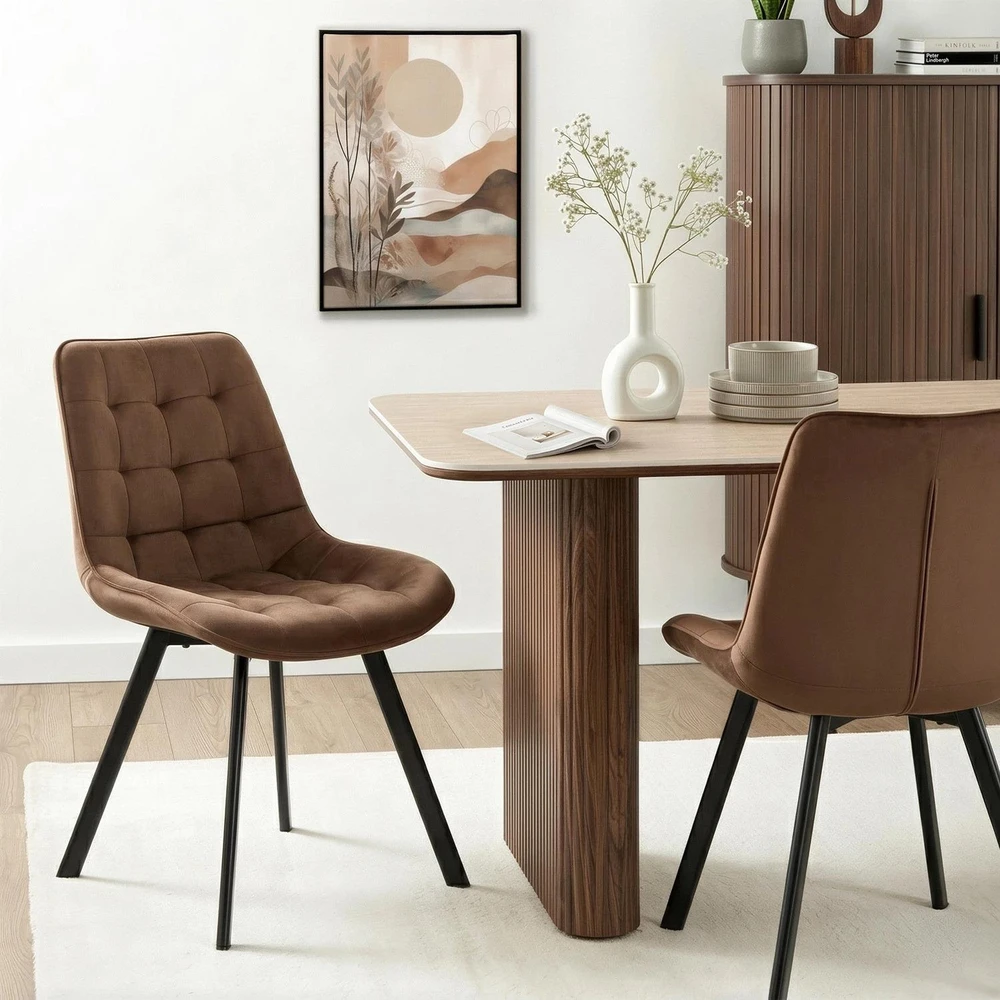 Fotelis Mebel Elite Minkštas svetainės krėslas RICK rudas aksomas modernus loftas