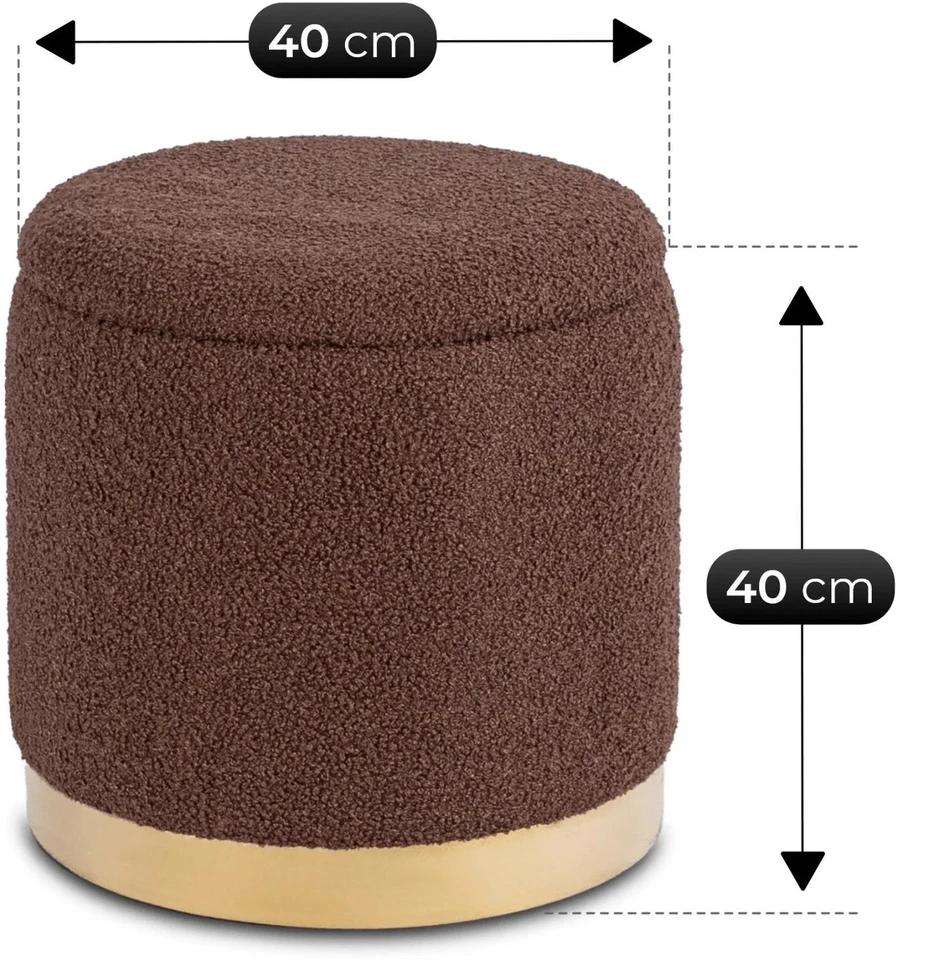 Mebel Elite Apmušalų pufas CARNOS, 40 × 40 × 40 cm, rudas