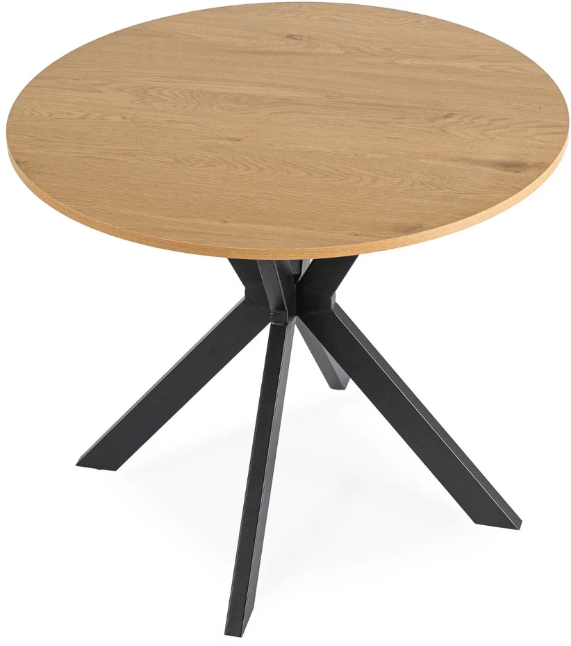 Mebel Elite Apvalus stalas, 90 cm, auksinio ąžuolo ir juodos spalvos