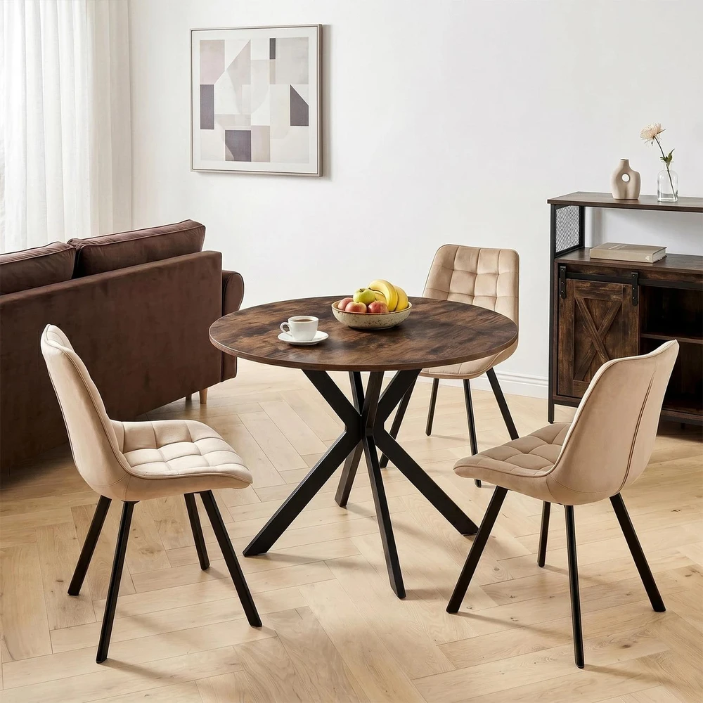 Mebel Elite Apvalus stalas, Ø 90 cm, rustikalaus ąžuolo ir juodos spalvos