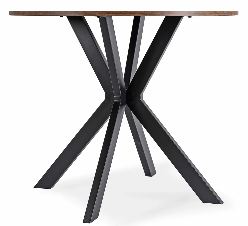 Mebel Elite Apvalus stalas, Ø 90 cm, rustikalaus ąžuolo ir juodos spalvos