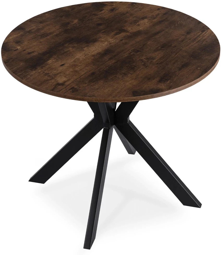 Mebel Elite Apvalus stalas LAUREN, 80 cm, kaimiško ąžuolo ir juodos spalvos