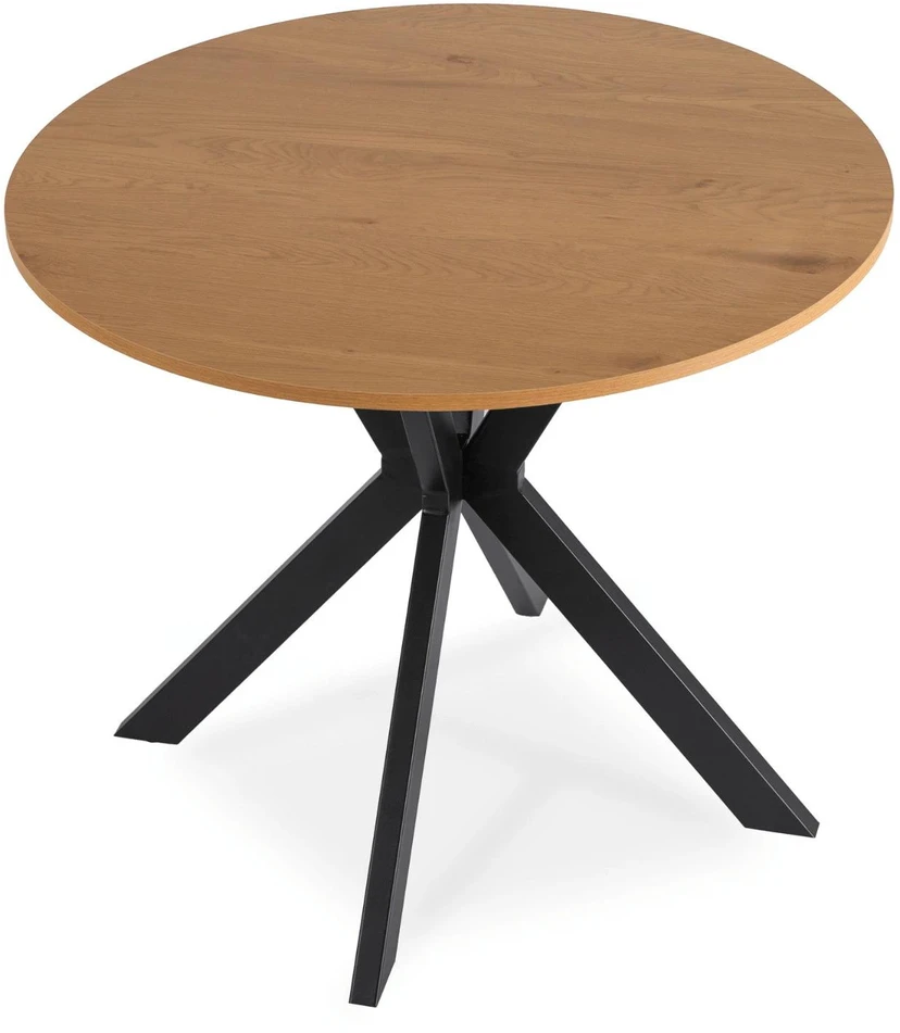Mebel Elite Apvalus stalas MEBELELITE LAUREN, Ø 80 cm, aukso ąžuolo ir juodos spalvos