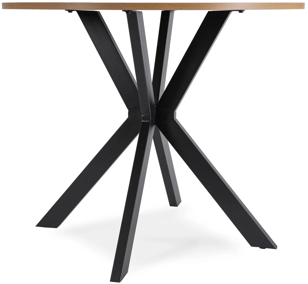 Mebel Elite Apvalus stalas MEBELELITE LAUREN, Ø 80 cm, aukso ąžuolo ir juodos spalvos
